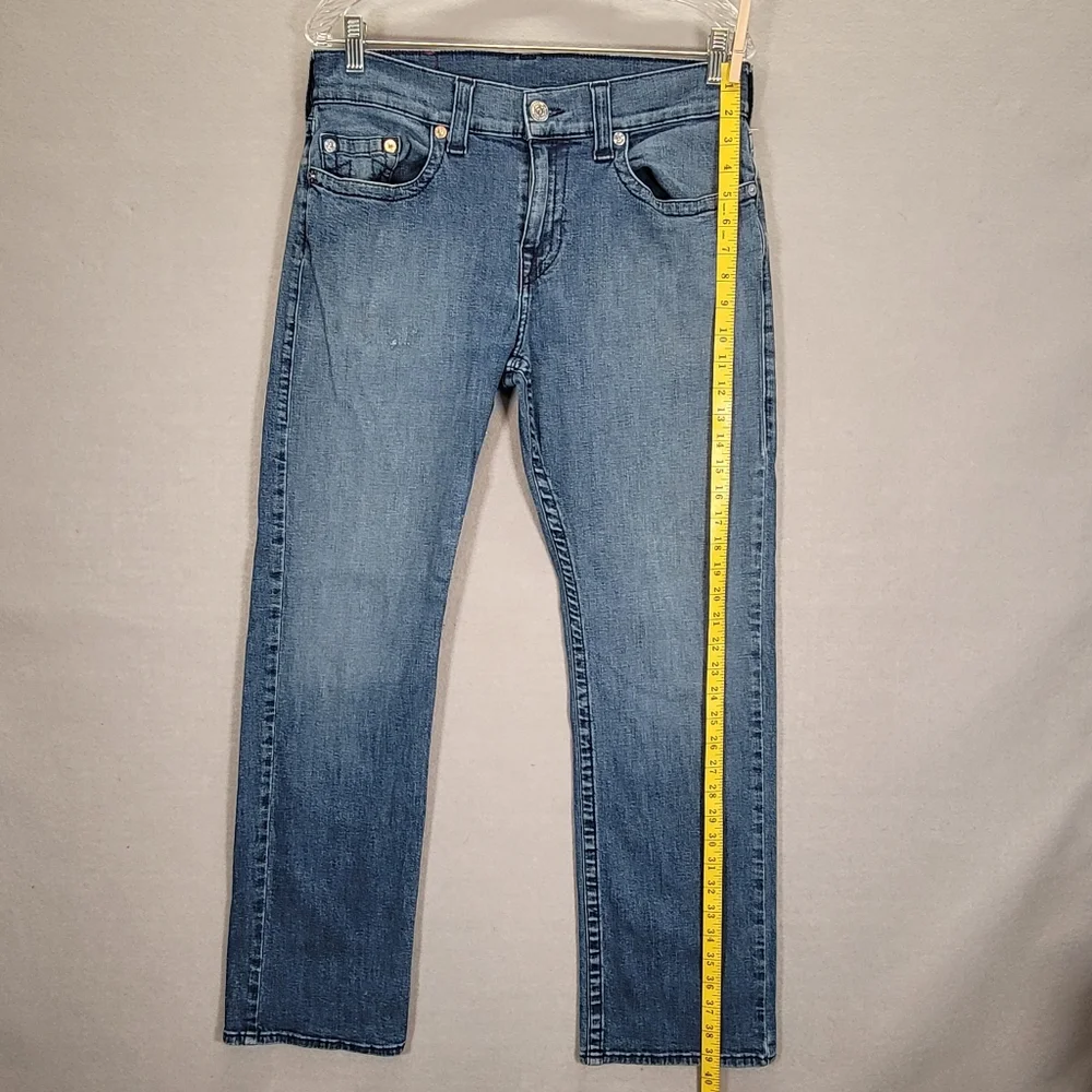 True Religion Mens Ricky Jeans Size 32x29 Blue Denim Relaxed Straight Stretch